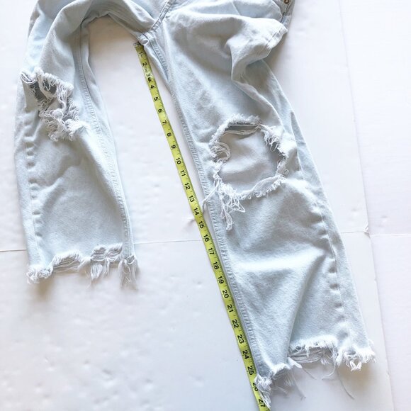 WE THE FREE Maggie Mid Rise Straight Leg Paradise Blue Ripped Jeans Womens 26 - Picture 9 of 9